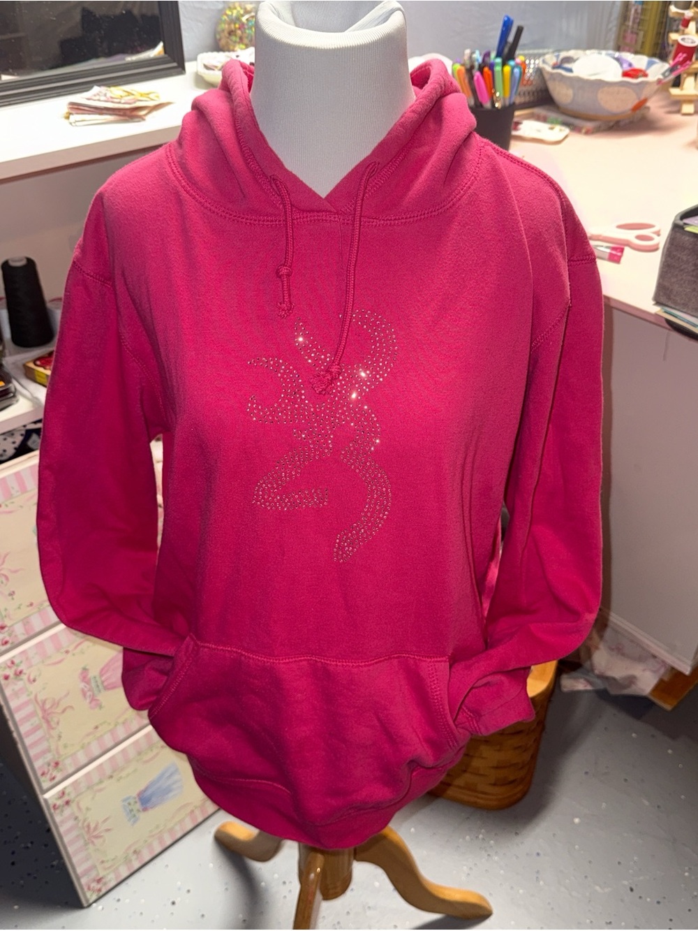 Browning Hot Pink Rhinestone Hoodie Sweatshirt